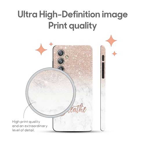Image of COLORflow Back Cover Compatible with Samsung Galaxy A34 5G | (Best for Girls) Quotes (Breathe) Marble | Designer Printed Hard CASE Bumper Back Cover Compatible with Samsung A34 5G