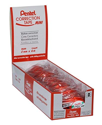 Pentel Pack of 12 ztn25bw Mini Sideways Application Correction Tape 5 mm x 6 m, Lot de 12