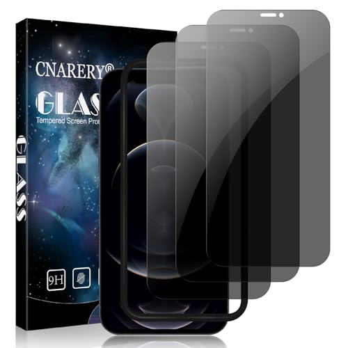 Cnarery 3 Pack for iPhone 12 Pro Max Privacy Screen Protector Anti-Scratch 9H Hardness Scratch Resistant Case Friendly High Sensitivity Anti Spy Tempered Glass Film With Installation Frame
