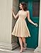 Bbonlinedress Konfirmationskleid Damen Sommerkleid Knielang Neckholder Cocktail Brautjungfer Kleid Ballkleider Abendkleider elegant für Hochzeit Champagne XL