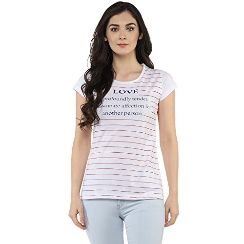 Image of Modeve Women Printed Cotton Blend Half Sleeve Round Neck T-Shirt for Summer