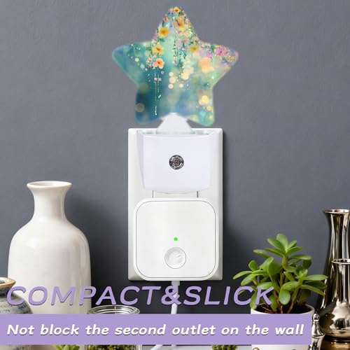 Image of Night Light,Abstract Flowers Night Lights Plug into Wall Spring Floral Decorations for Bedroom Bathroom,Dusk to Dawn Sensor Kitchen Hallway Stairs Energy Efficient Desk Lamp
