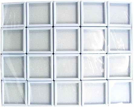 GOLbox A 20 Pcs of 4x4cm. White Top Glass Display Box Gemstone Gem Jewelry Stone Coin Jar Container