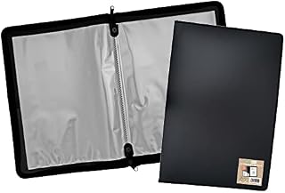 eco-eco A2 50% Recycled 30 Pocket Black Zipped Presentation Display Book, File Folder, Artwork Portfolio with Plastic Sleeves, eco092