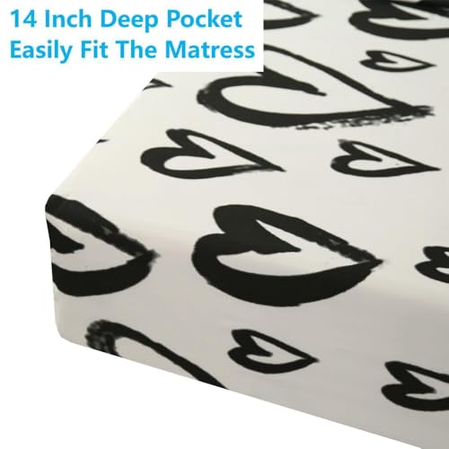 Sdiii 3Pcs Heart Full Fitted Sheet Set, 1 Fitted Sheet And 2 Pillowcases, Excluding Flat Sheet, Bed In A Bag Heart Bedding Full Sheet Set thumb #4