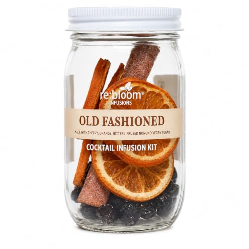 RE:BLOOM Old Fashioned Cocktail Infusion Kit DIY Drink Infuser Gift Set Dried Cherries Dehydrated Oranges & Bitters Sugar Makes 6-8 Cocktails or Mocktails Small Batch Crafted