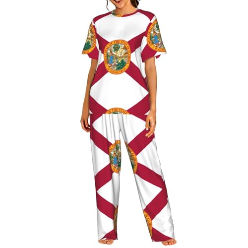 Pyjama court femme Floride motif manches courtes ensemble S au 3XL