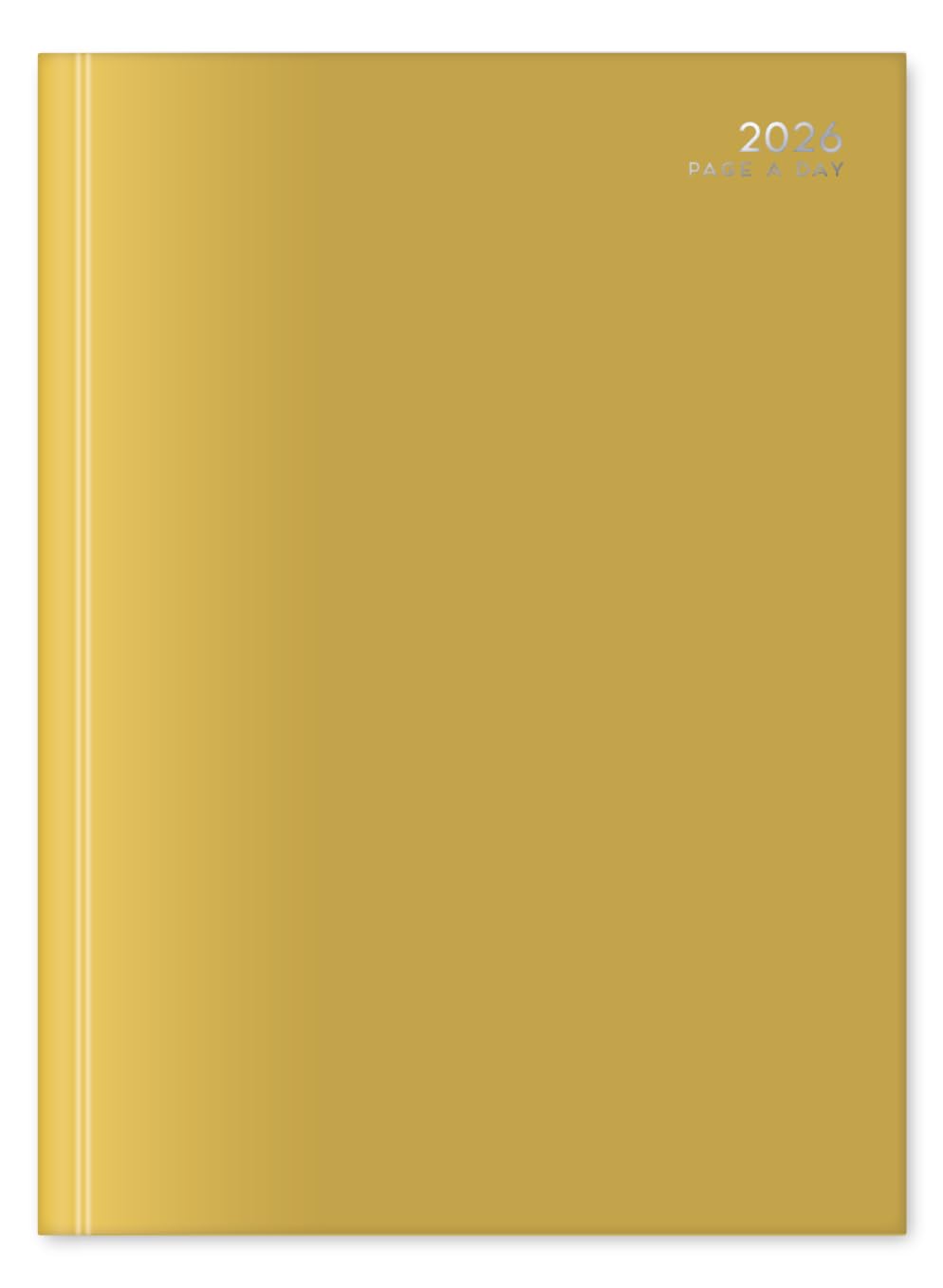 2026 A4 Day a Page Diary - Appointment Times Full Year Hardback UK Planner - for Home Office School & Work (Mustard)