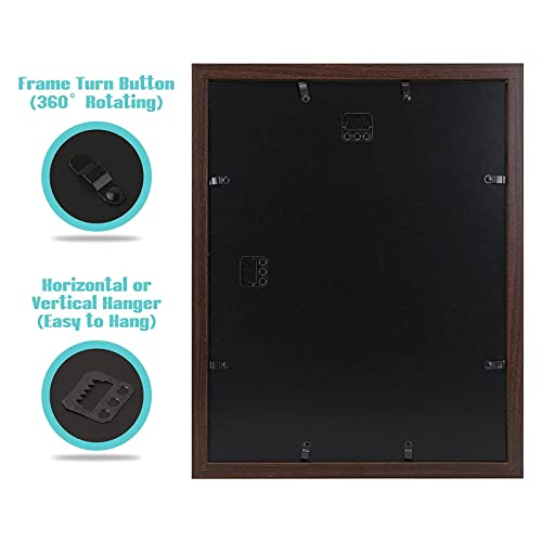Image of Frametory, 11x14 Picture Frame with Mat for 8x10 Photo - High Definition Glass Wide Molding - Preinstalled Wall Mounting Hardware (Brown, 1 Pack)
