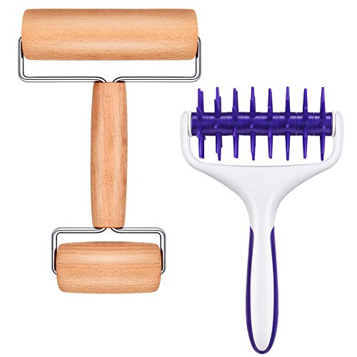 2 Pieces Pizza Pie Dough Roller Kitchen Dough Docker Practical Pastry Pizza Roller Pizza Dough Roller Docker for Pizza Crust and Pastry Dough