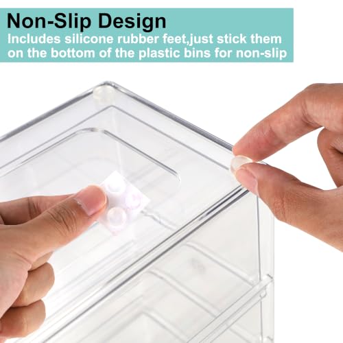 Image of Prsildan Stackable Desk Organizers with 20 Drawers, Craft Storage Drawer | Anti-slip Clear Acrylic Teacher Toolbox, Makeup Vanity Organizer for Nail, Bathroom Kitchen Office Organization, 6 Pack