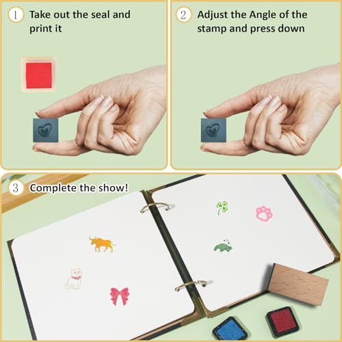 CRASPIRE Mini Wooden Rubber Stamp 3/5 Inch Paw Print Cute Pattern Small Wood Stamps Vintage Reusable Print for DIY Craft Card Scrapbooking Journaling Albums Card Making Planner Envelope Photo - Image 3