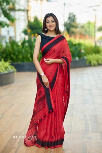 Image of Pure Silk Linen Saree - Minimalist Stripes for Office & Casual Wear