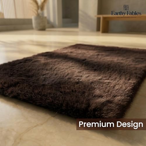 Image of Earthy Fables Feather Microfiber Rug /Mat, Thick, Quick Dry, Anti-Skid, Non-Slip, Machine Washable Floor Rug, Door Mat for Kitchen, Bedroom, Living Room, 60 x 40 cm - Brown