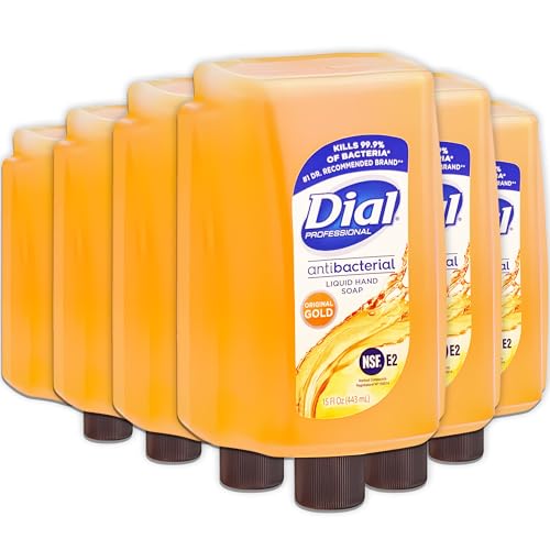 Image of Dial Gold Liquid Hand Soap Refill, 6 Pack Bulk, Dial Professional Versa Gold Hand Wash Dispenser Refill, Moisturizes skin, Floral Scent, for Commercial Use, Schools, Facilities, 15 oz. Each