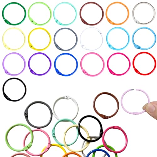Anillos de Libro,100pcs Anillas Encuadernar,Coloridos Anillos de Libro,Metal Bisagra Anilla,Anillos de Encuadernación para Libros,Anillos para Conexión de Hojas Sueltas Llavero Tarjeta