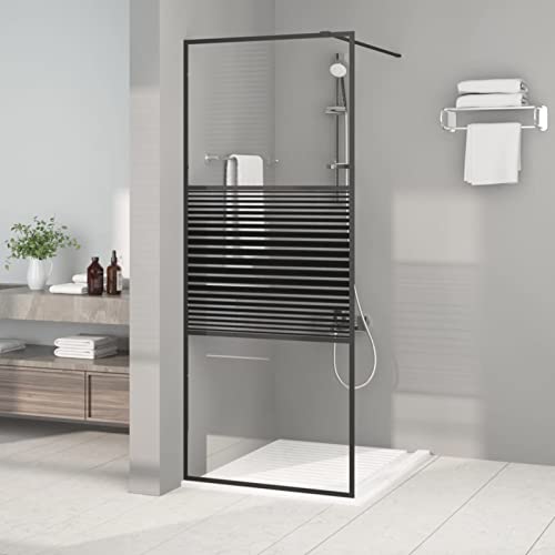 Homgoday Parete doccia a muro nero 80 x 195 cm, vetro trasparente ESG, per vasca da bagno, pannello doccia divisorio, pareti divisorie, pareti divisorie