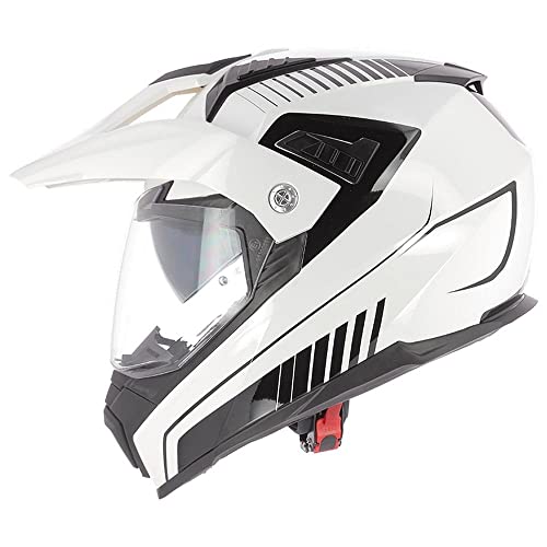 Astone Helmets Casco Integrale 3 in 1 Cross Max Graphic Shaft Casco Moto Omologato Policarbonato Lucido Bianco L