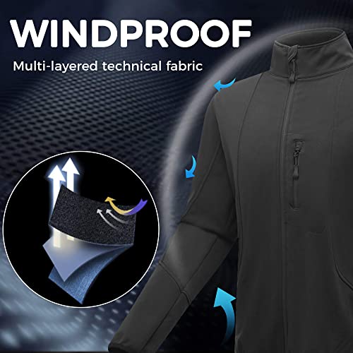 Wantdo Men's Winter Cycling Thermal Jacket Warm Soft Shell Windproof Running Jacket Waterproof Fleece Windbreaker Reflective #TOP4