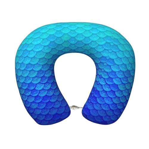 Pidgazdfgv Almohada de viaje con diseño de pez sirena azul océano, almohada de cuello de espuma viscoelástica, lavable a máquina, festival