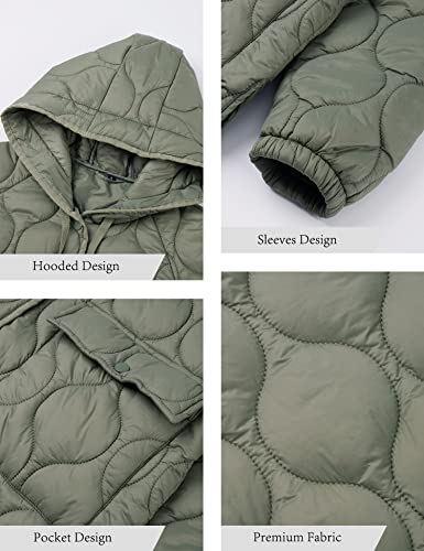Xuliku Women's Lightweight Quilted Jacket Hooded Padding Long Bubble Coats With 2 Big Pockets For Women #TOP2