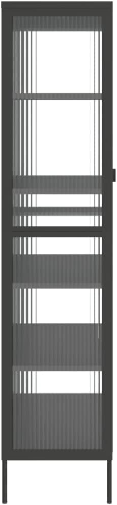 Highboard Black,Bar Cabinet,Corridor Cabinet,Buffet Cabinet,Accent Cabinet,Display Cabinet,Living Room Cabinet,Deep Cabinet,for Kitchen,Living Room,Bedroom,Corridor,33.5"x15.7"x70.9" Glass and Steel