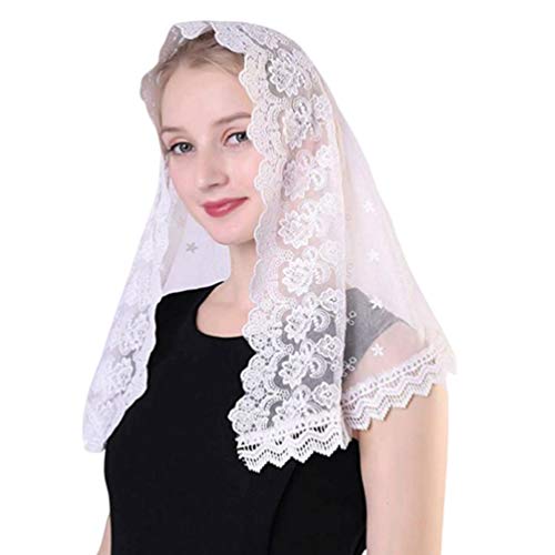 Preisvergleich Produktbild Beaupretty Spitze Mantilla Katholischen Schleier Kirche Schleier Kapelle Schleier Kopf Abdeckung Lateinische Masse für Hochzeitsfrauen (Weiß zufälliger Stil)