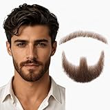 Täuschend echter Kunstschnurrbart – Unsichtbarer, auf Spitze gearbeiteter falscher Bart für Herren (Erwachsene) – Ideal für Halloween, Kostümierungen, Theater, Partys und Film-Make-up (Braun)