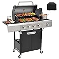 EUHOME 4-Burner Gas Grill with Side Burner & Cover, 51000 BTU Stainless Steel Outdoor BBQ Grill, 452 sq.in Cooking Area, Ideal for Backyard, Patio Large Gatherings