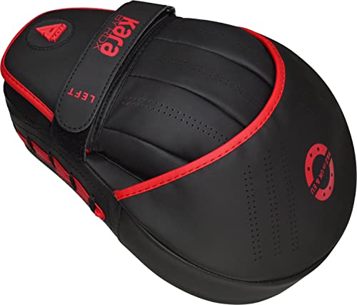 Image of RDX Boxing Pads Curved Focus Mitts, Maya Hide Leather Kara Hook and jab Training Pads, Adjustable Strap Ventilated, MMA Muay Thai Kickboxing Coaching Martial Arts Punching Hand Target Strike Shield