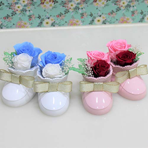 ベビーシューズアレンジ「mon bebe」 【プリザーブドフラワー】 誕生日 出産祝い 誕生祝い ベビー用品 赤ちゃんお祝い 桃の節句 ひな祭り 子供の日(ピンク)