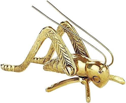 Polished Brass Cricket Hearth Figurine, 9"