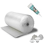 GREEN24 Isolierung komplett Set 7,5 m2 Noppenfolie Frostschutz für Gewächshaus PRO3 Luftpolsterfolie, 20 Halterungen und Kleber Winterschutz, Isolierung und Wärmeschutz für Haus, Pflanzen und Garten