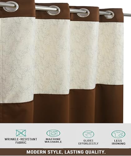 Image of IVAZA Dual-Tone Design 100% Complete Blackout Curtains - Room Darkening Curtain for Windows -, Heavy Blackout, Thermal Insulation Curtains, Black Out Curtain for Windows 5 feet Set of 2 Coffee