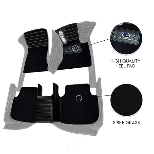 Image of Autofurnish Exclusive 9D Car Mat Full Set for Maruti Suzuki Swift 2024 || Luxury Leather Dual-Stitch Full Set 9D Car Floor Mat || 100% Waterproof || Color : Black Ice-Grey