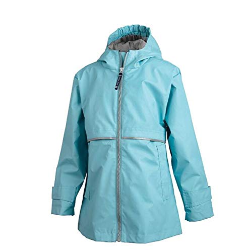 Charles River Apparel Girls' New Englander Rain Jacket, Aqua/Reflective, S