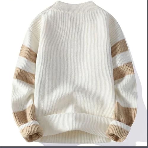 Men's Crew Neck Patchwork Contrast Color Knitted Pullover Sweater Full Sleeve Casual Trend Youth Thick Sweater3