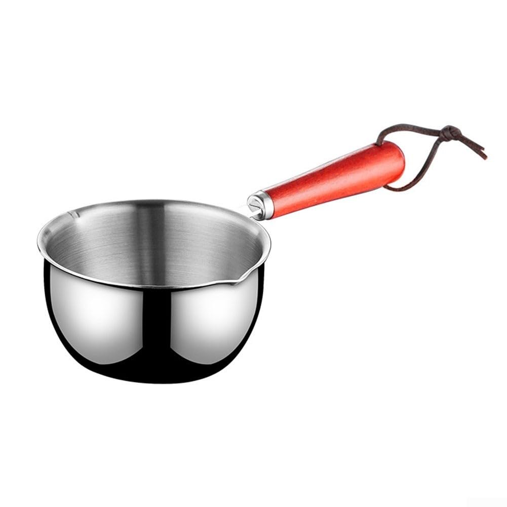 Boterwarmer pot, platte inductiebodem roestvrijstalen pan alles in één gerechten, staal voor melkolie, verwarmend smelten, 300 ml, mini hete kleine steelpan (300 ml
