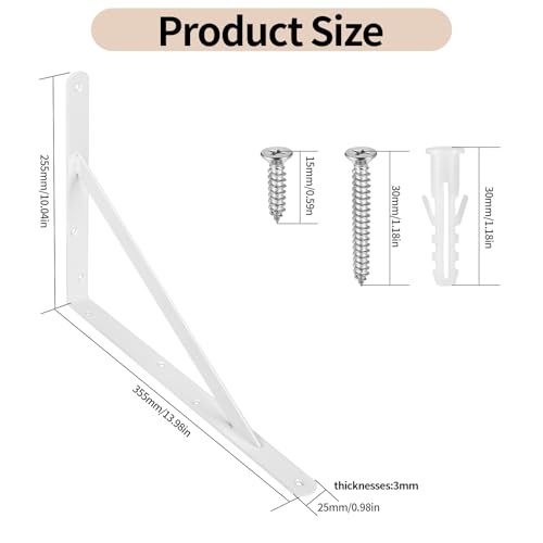 Support etagere murale fixation en métal robuste noir mat 4 pcs