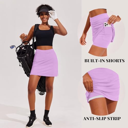 Image of Ekouaer 16 inch Golf Skorts for Woman with Inner Pockets Silicone Grippers Tennis Skirt Quick Dry Athletic Pickleball Skort