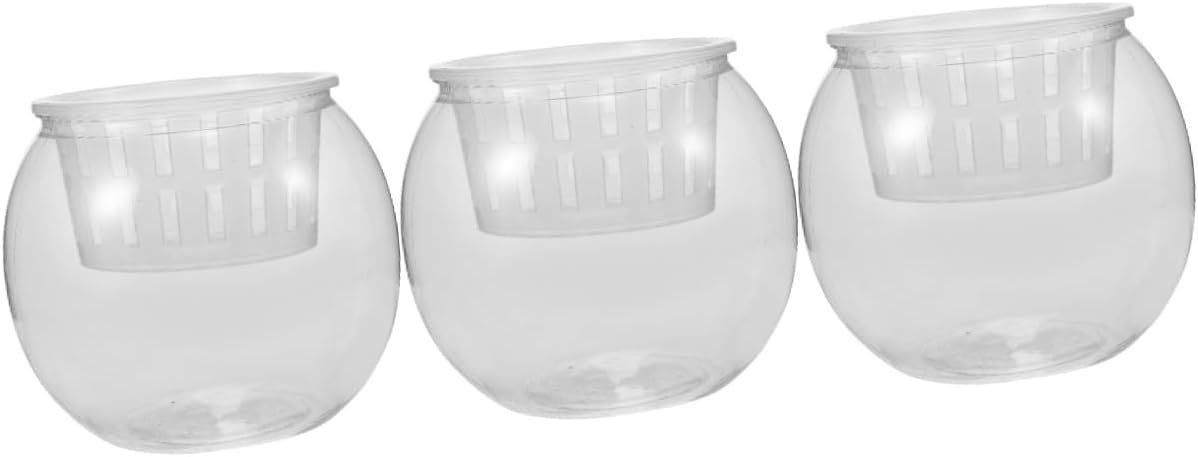 VANZACK 3pcs Plastic Fish Tank for and Hydroponic Plants Aquarium Bowl Desktop Decorative Aquarium for Office and Home Use Easy to Clean and Maintain