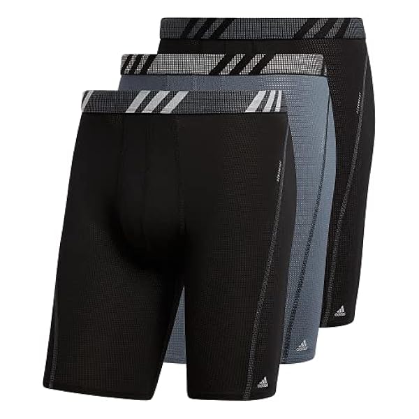 adidas Calzoncillos bóxer largos de malla para hombre (paquete de 3)