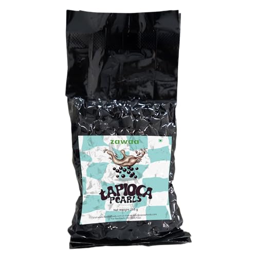 ZAWAA Bubble Tea Combo Kit – Taro Pre-Mix Powder (250 g) with Black Tapioca Pearls (250 g) & 10 Paper Straws | Cafe-Style Milk Beverage | Easy to Prepare for Home & Cafe Use