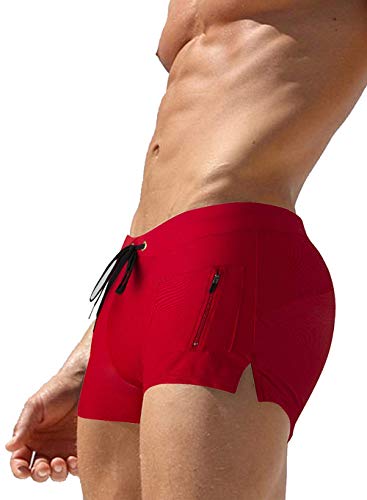 Image of TONLEN Mens Swimwear Short Swim Trunks with Zipper Pocket