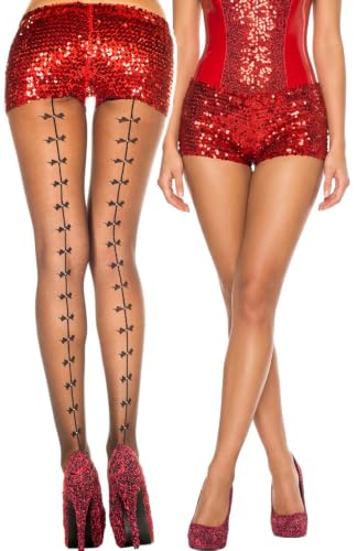 Image of ToBeInStyle Women's Ribbon Bow Twist Tie Opaque Sheer Hosiery Tights