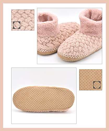 DICUIRD Slipper Socks for Women,Womens Boots Slippers,Slipper Boot with Soft Soles,Warm Cozy Fluffy Sherpa Lined Booties Slipper Socks,Womens Christmas Slipper Gifts4