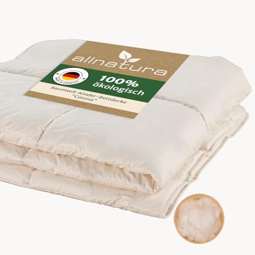 allnatura Kinder-Bettdecke Cotona 100x135 - Leichte Übergangsdecke für Babys & Kleinkinder aus Bio-Baumwolle (KBA), atmungsaktiv, allergikerfreundlich & vegan - Perfekte Decke für
