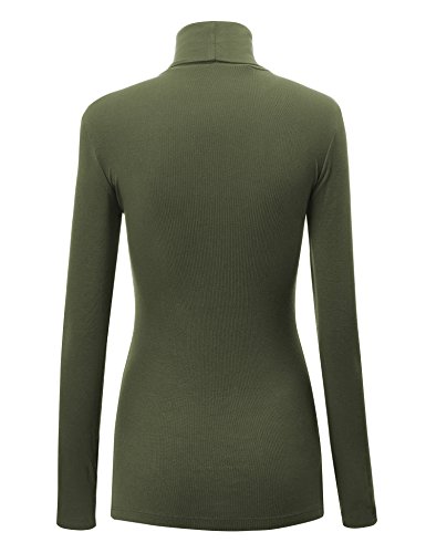 Image of Lock and Love Women's Turtleneck Top Lightweight Long Sleeve Slim Fit Pullover, Soft Rayon Stretch Layering Basic, S-3XL