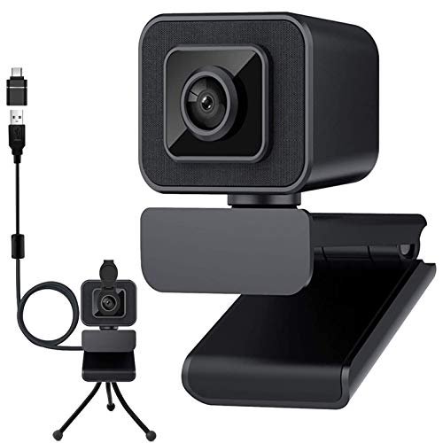 Webcam 1080P mit Mikrofon und Datenschutz Abdeckung, Plug & Play,Laptop PC Full HD Webkamera für