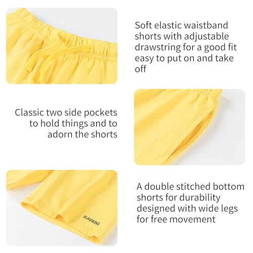 ALAVIKING Kids 1 or 2 Pack 100% Cotton Jogger Shorts Drawstring Elastic Waist Active Shorts for Boys or Girls 3-12 Years4